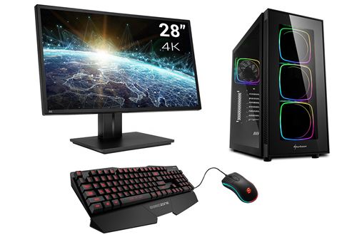 Pack PC Pro Gaming Watercooling, AMD Ryzen 7 3800X, Geforce RTX 3090, 32 Go RAM, 500Go SSD M.2 PCIe, 3To HDD, écran 28 4K, c/s et Win 10