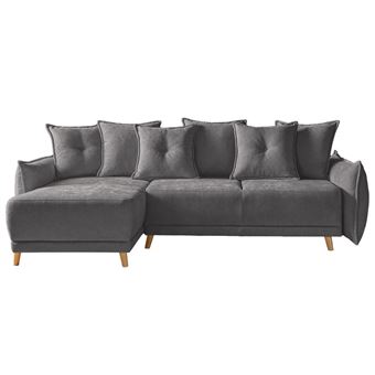 Lena Canapé Dangle Scandinave Réversible Convertible 235x155x90cm Couleur Gris Foncé