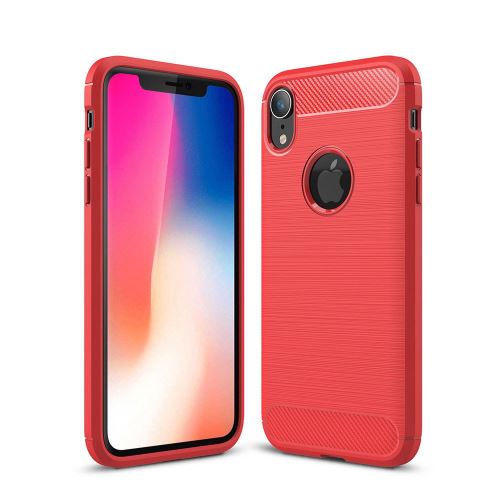 Coque Souple en Gel Silicone pour Apple iPhone XS Max Carbone effet Brossé - Rouge
