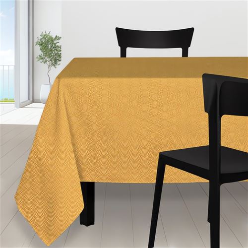 Nappe rectangle 140X240 cm PAON curry, par Soleil d'Ocre