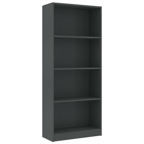 vidaXL Bibliothèque à 4 niveaux Gris 60x24x142 cm Aggloméré
