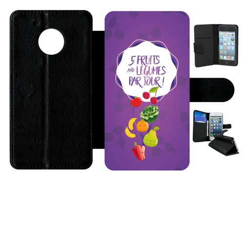 Etui À Rabat Motorola Moto G5 5 Fruits Et Legumes Fond Mauve