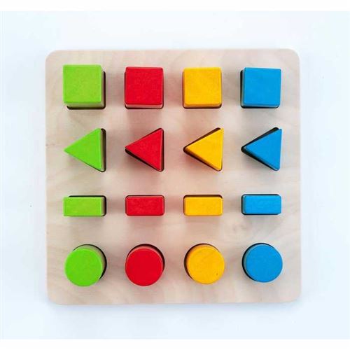 Puzzle en bois éducatif d'encastrement d'objets géométriques en 3D