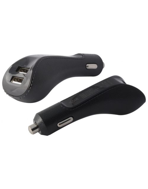 Adaptateur Cuir Double Usb Allume Cigare Noir 4,8a Ksix