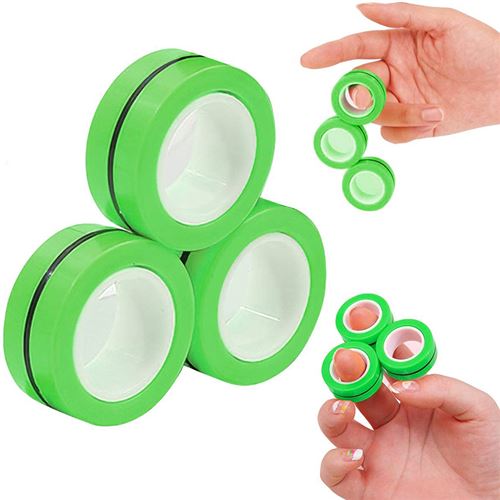 3 anneaux magnétiques anti-stress - Rolling Fingers verts