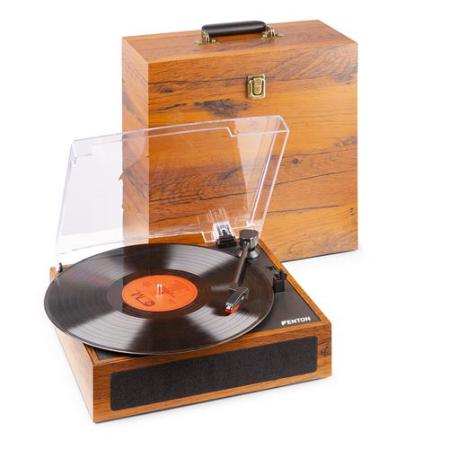 Fenton Rp170L - Platine Vinyle Bluetooth Avec Valise De Rangement Et Haut-Parleurs Intégrés - Bois Clair