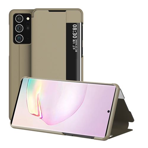Étui Portefeuille pour Samsung Galaxy Note 20 en Cuir à Rabat Antichoc avec Fenêtre d’affichage intelligente - Or