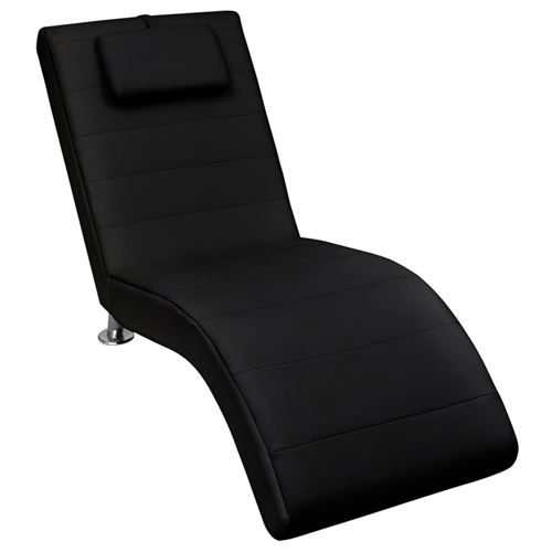 vidaXL Chaise longue met kussen kunstleer zwart