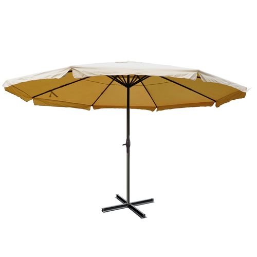 Parasol aluminium Meran Pro &oslash; 5m avec volant cr&egrave;me