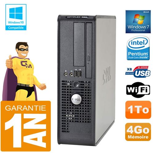 PC Dell 380 Sff Intel E5700 Ram 4Go Disque 1 To Graveur Dvd WiFi W7