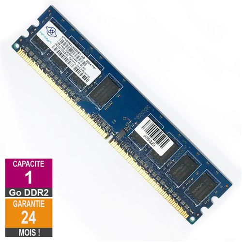 Barrette Mémoire 1Go RAM DDR2 Nanya NT1GT64U88D0BY-AD DIMM PC2-6400U 1Rx8