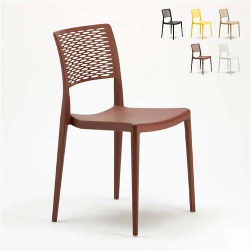 Lot de 20 Chaises en Polypropylène Pour Bar Restaurant Cross, Couleur: Marron