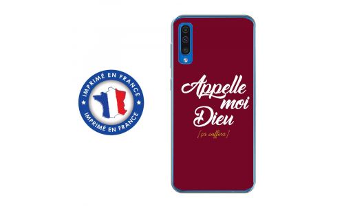 Coque souple pour Samsung Galaxy A50 avec impression Motifs Appelle moi Dieu bordeau