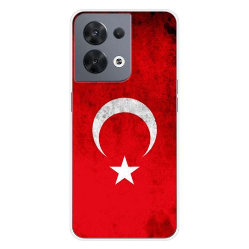 Coque en silicone imprimée compatible Oppo Reno 8 5G Drapeau Turquie