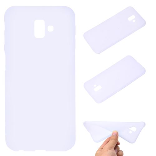 Coque en TPU Couleur unie blanc mat mat pour votre Samsung Galaxy J6 Plus