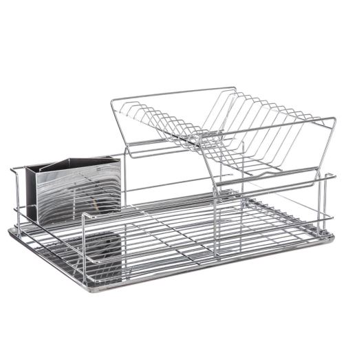 Égouttoir à vaisselle sur 2 niveaux avec plateau amovible - inox