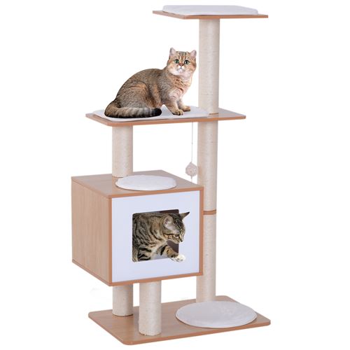 43 Sur Arbre A Chats Design Contemporain Griffoirs Grattoirs Sisal Naturel Centre D Activites Niche Plate Formes Jeu Boules Suspendues 66l X 47l X 1h Cm Mdf Hetre Clair Paniers Et Mobilier Pour