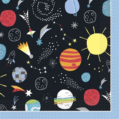 Unique serviettes Spacede table - Déjeuner 23 cm bleu 16 pièces