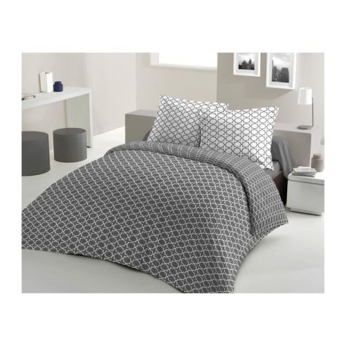 LOVELY HOME Parure de couette Coton ELLY - Anthracite - 200x200 cm