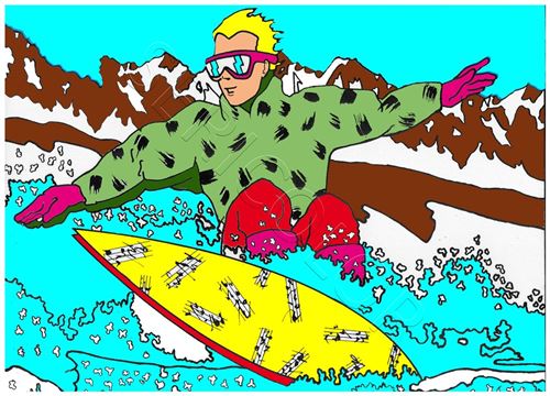 Tableau à colorier surf des neiges