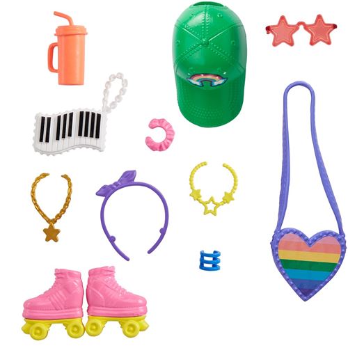 Barbie Roller Skate Fashion Storytelling Pack - GRC12 - Roller + casquette + bijou + accessoires