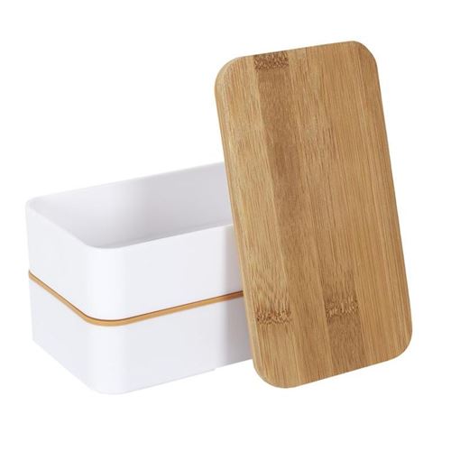 Achat Bento Lunch Box 1,2L Tout Inclus, 4 couverts, Noir & Bambou