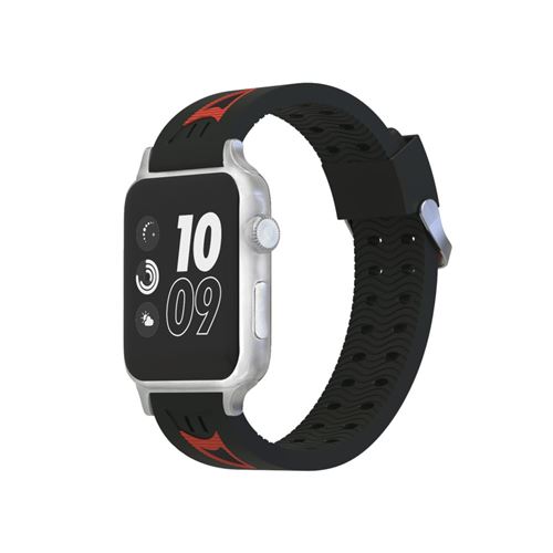 Bracelet en silicone visage souriant souple noir/rouge pour votre Apple Watch Series 4 44mm/Series 3/2/1 42mm