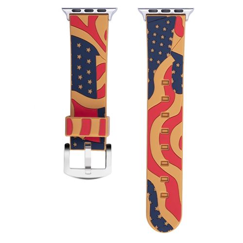 Bracelet en silicone motif du drapeau national souple orange/jaune pour votre Apple Watch Series 4 44mm/Series 3/2/1 42mm