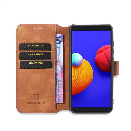 Etui Samsung Portefeuille Marron pour Samsung Galaxy M01 Core - Antichoc 3 Emplacement Cartes