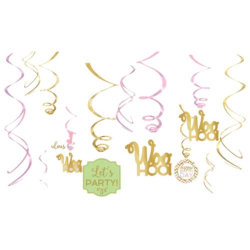 Amscan rubans de fête Anniversaire 61 cm feuille d'or/rose 12-pièces