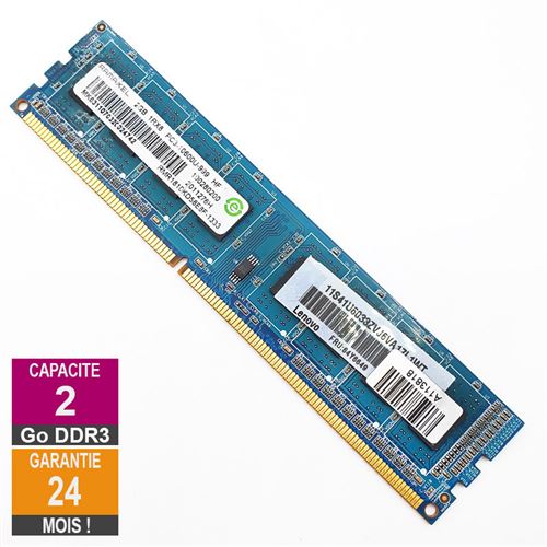 Barrette Mémoire 2Go Ram Ddr3 Ramaxel Rmr1810Kd58E8F Dimm Pc3-10600U 1Rx8