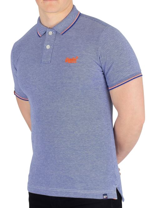 Superdry Homme Polo classique en piqué avec piscine, Bleu