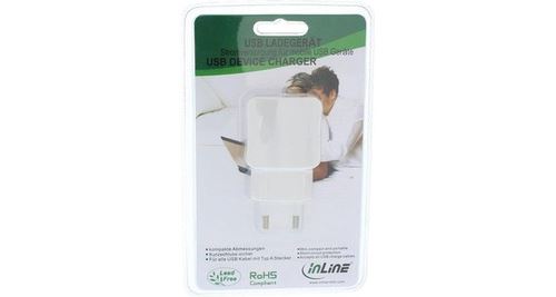 Alimentation Usb Inline, 2 Adaptateurs Secteur, 100-240v À 5v/2,1a, Blanc
