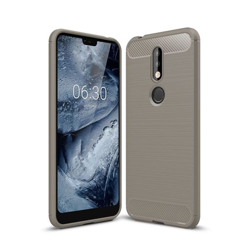 Coque en TPU en fibre de carbone gris pour votre Nokia 7.1