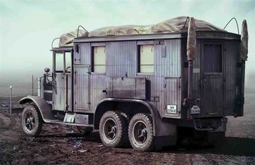 Maquette ICM Krupp L3H163 Kfz.72 camion radio allemand de la 2&egrave;me GM-