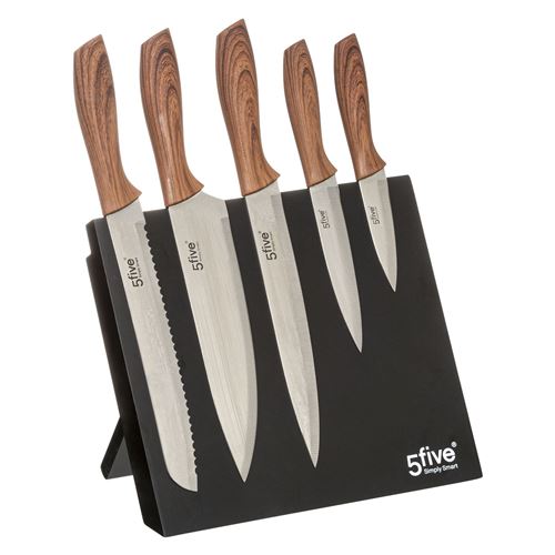 Bloc 5 Couteaux Aimantés Cinco 24cm Naturel
