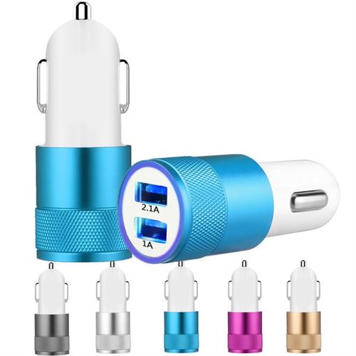 Double Adaptateur Prise Allume Cigare USB pour IPAD Mini 4 Smartphone 2 Ports Voiture Chargeur Universel Couleurs (NOIR)