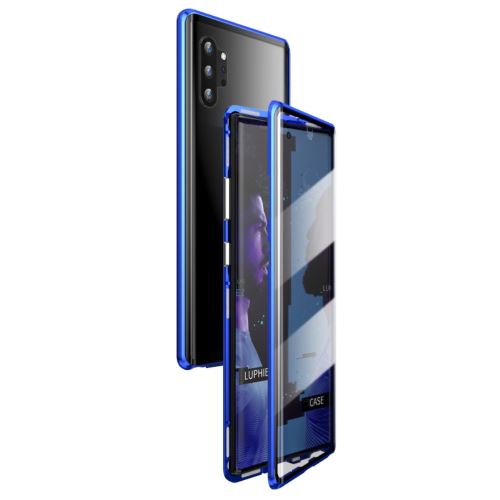 Bumper en métal cadre d'installation magnétique support côté tout empreinte digitale bleu pour votre Samsung Galaxy Note 10 Plus 5G/Note 10 Plus