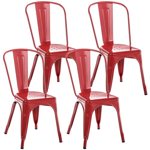 Lot de 4 chaises métalliques empilables Benedikt , Rouge