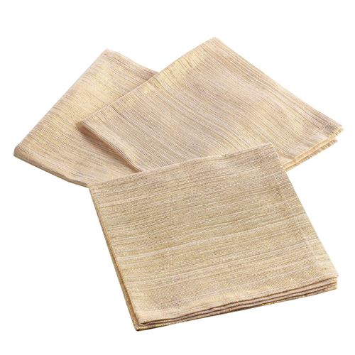 3 serviettes de table 40 x 40 cm coton uni+lurex elegancia Or