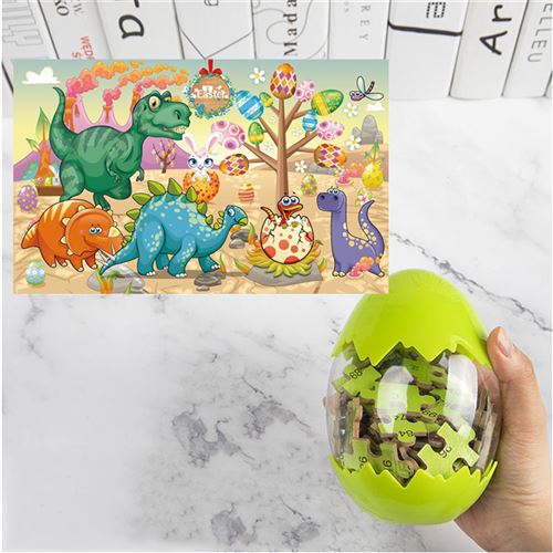 Puzzle en Bois Dinosaure de Pâques pour enfants _ Multicolore
