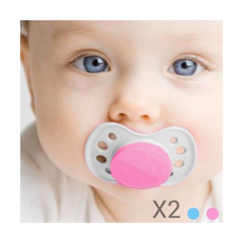 Pack de 2 tétines pour bébé - Sucette Couleur - Bleu