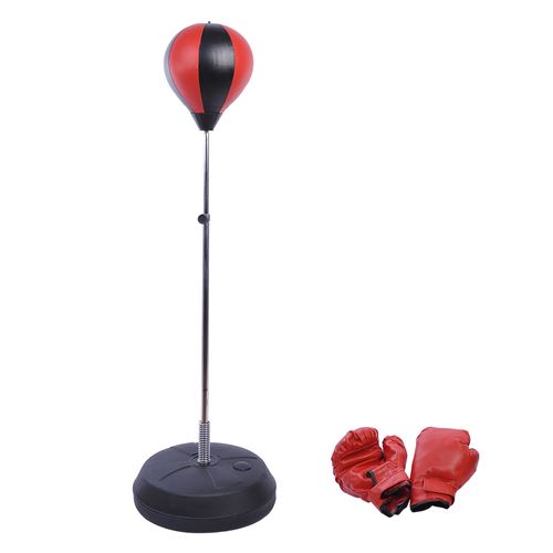 HOMCOM Saco de boxeo de pie, bola de boxeo de pie ajustable en altura (cm) con guantes, bomba y base para adolescentes y principiantes, negro y rojo