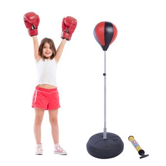 Sac de frappe punching ball avec gants et pompe hauteur reglable 125 à 145  cm au meilleur prix