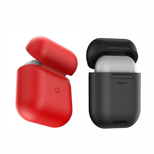 Coque en silicone chargeur sans fil rouge pour votre Apple AirPods