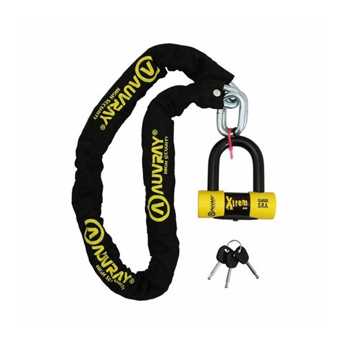 Antivol a chaine auvray x.lock 1.20 m lasso maillon diam 12 mm avec u xtrem mini (u classe sra)