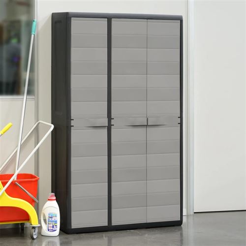 Vidaxl Armoire De Rangement De Jardin Avec 4 Etageres Noir Et Gris Achat Prix Fnac