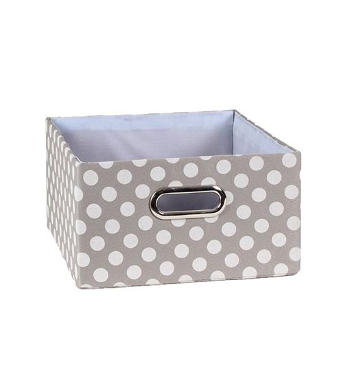 Tiroir tissu gris pois blanc