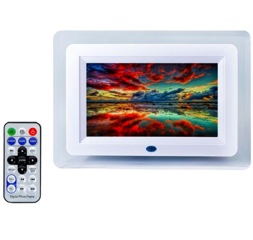 QUMOX  7'' LCD &agrave; Distance Cadre Photo Num&eacute;rique HD Adapt&eacute; avec Horloge, Calendrier, Alarme, Minuterie Pour JPEG, AVI, MPEG-4, MP3, MPG Blanc 