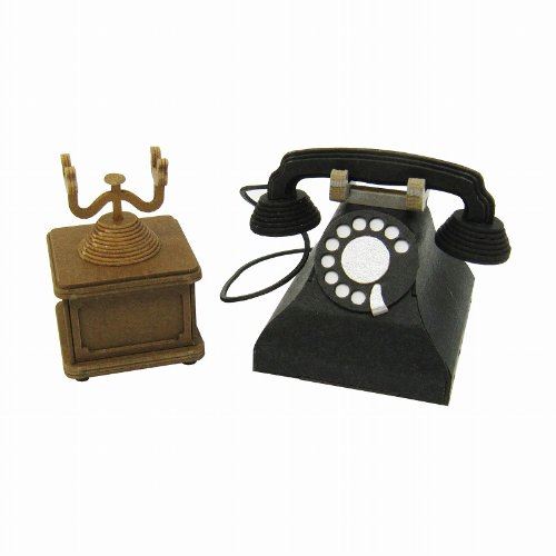 Small black phone and 18 miniature (paper craft) (japan import)